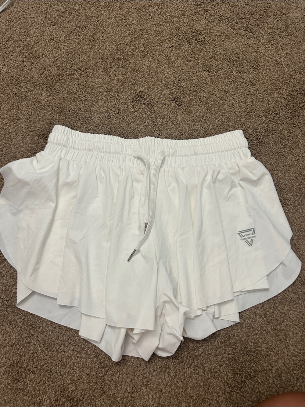 White Women's Layered Athletic Shorts with Drawstring